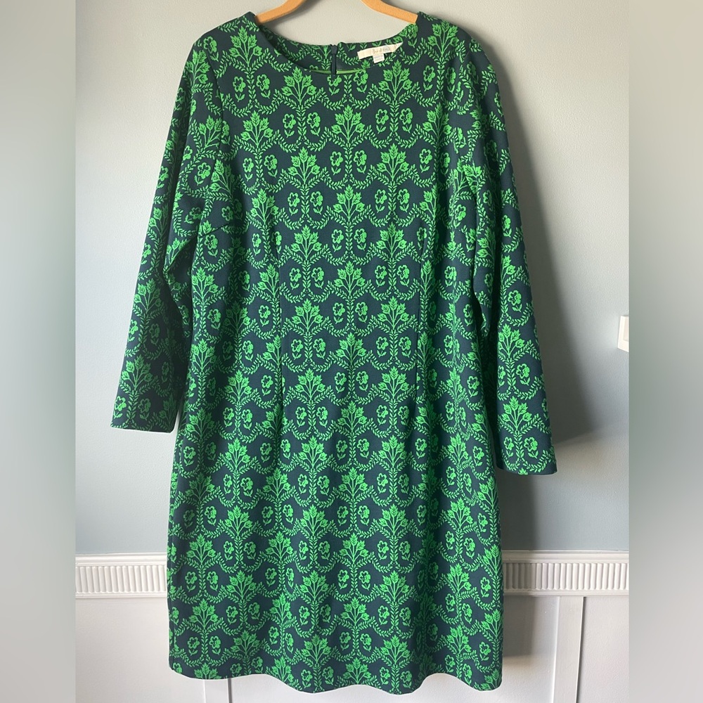 Boden shift dress cotton blend long sleeve floral tall long